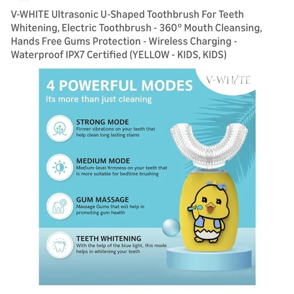 Kids Ultrasonic Electric U-Shaped Toothbrush For Teeth - 360° Mouth Cleansing - Picture 7 of 9